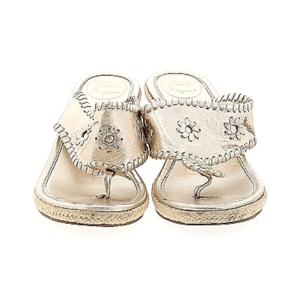 Jack Rodgers gold sandals with wedge heel.  Never worn.  Size 9